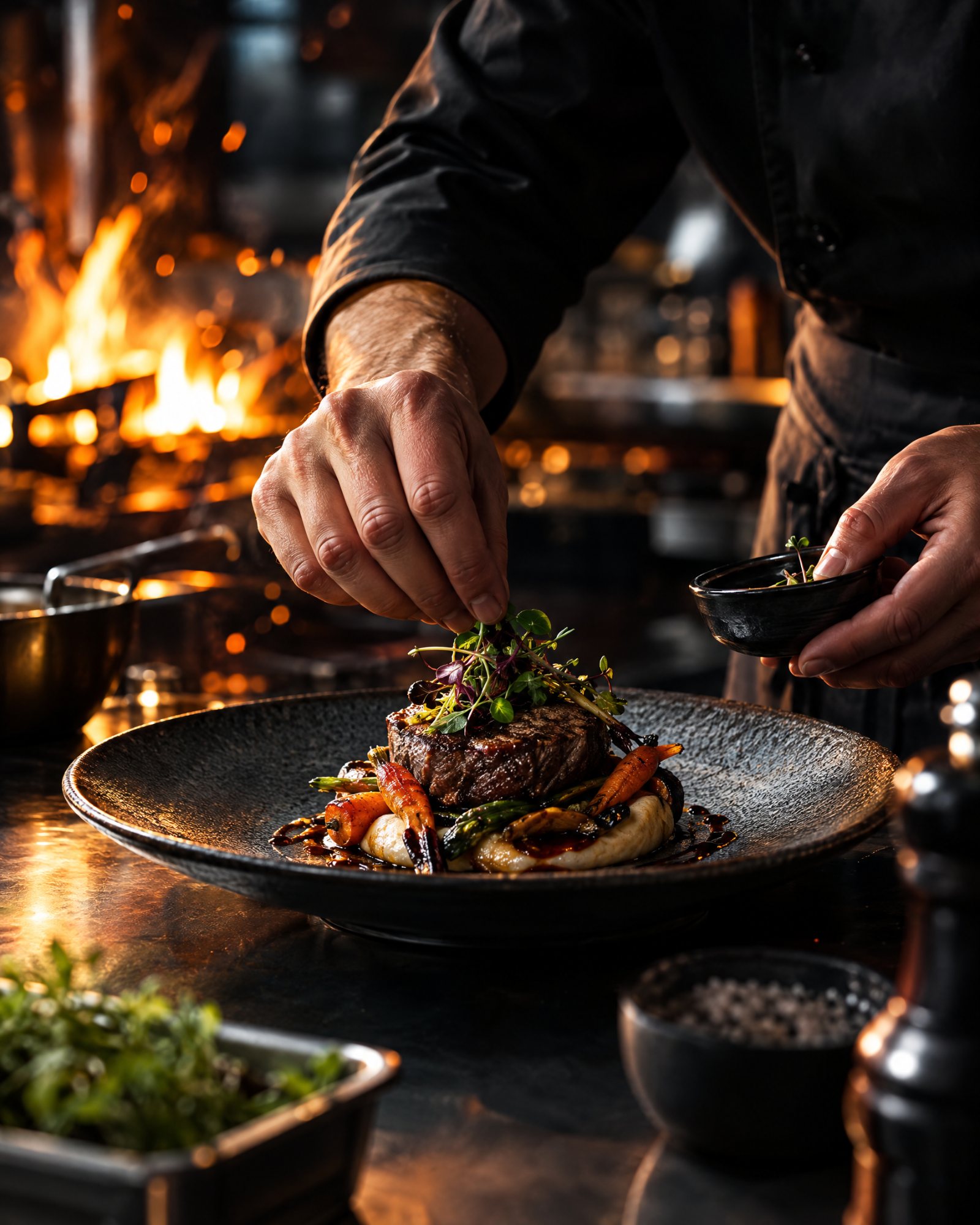 AI-made image: a chef plating a dish