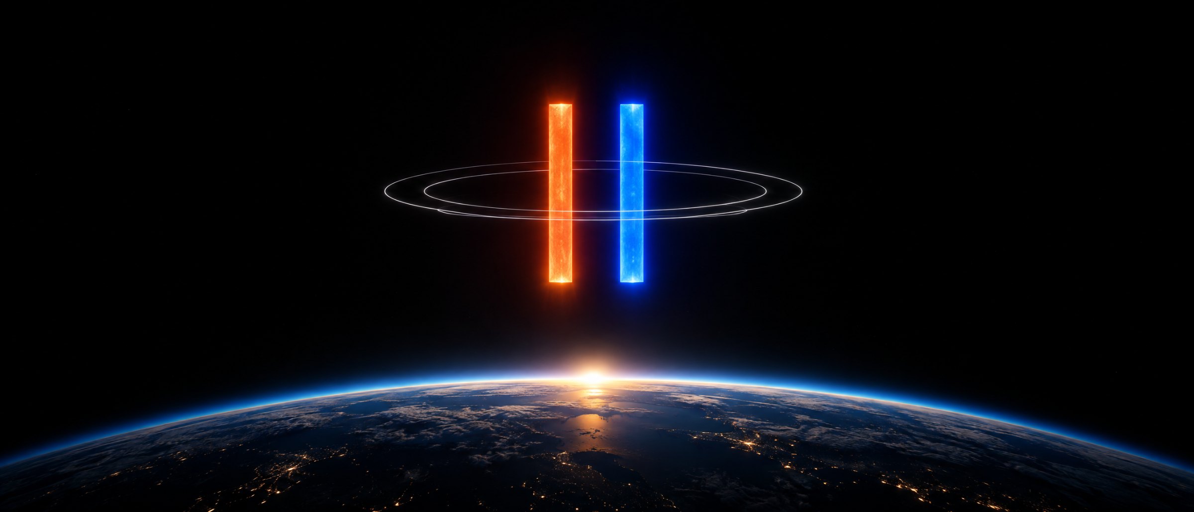 AI-made image: two glowing bars above the Earth