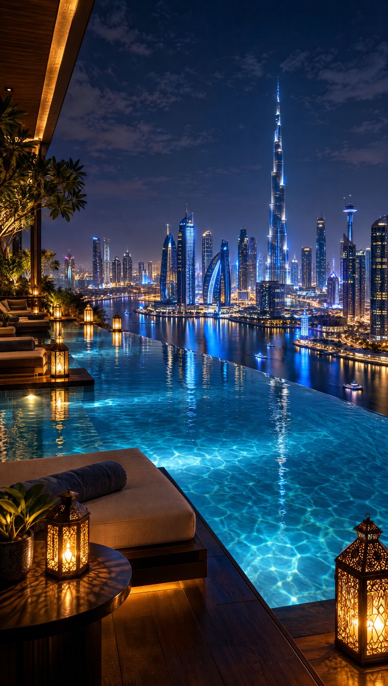 AI-made select: rooftop pool frame