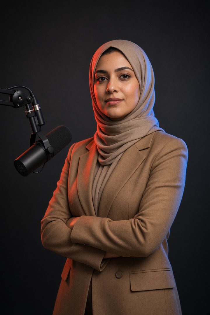 AI-made portrait for the Arabic Copywriter & Voice Lead role